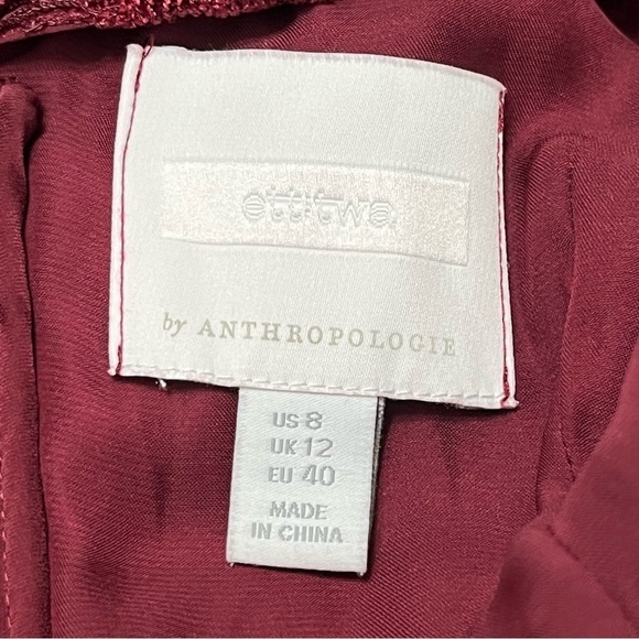 Ett Twa by Anthropologie Burgundy Lace with a Velvet Pattern Jumpsuit Size 8 - Picture 10 of 13